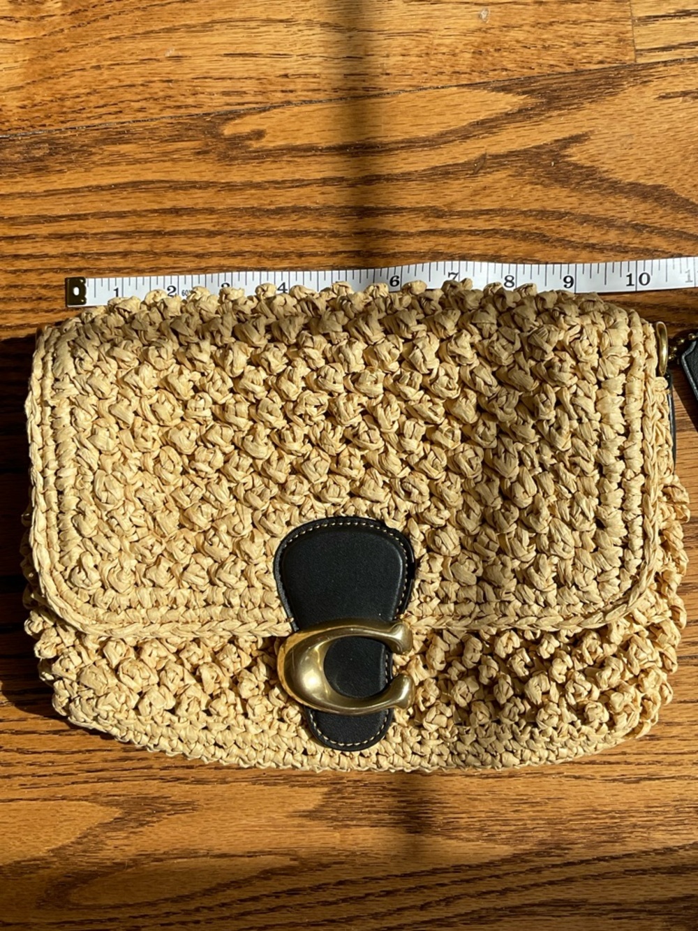 Coach soft Tabby 2022 summer straw raffia crochet purse leather straps like new - Picture 11 of 16